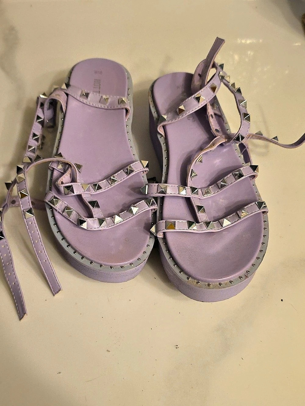 Studded Strappy Sandals in Purple Hot Topic